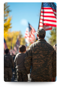U.S. Marine in uniform near Camp Lejeune, representing Jacksonville, NC’s military community and local business support needs.